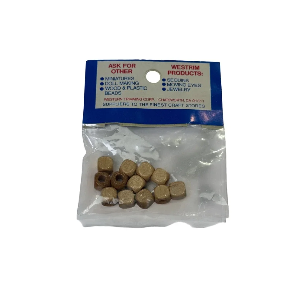 Westrim Crafts Vintage 10mm Wood Beads Square Natural Brown 12 Pcs Style 359A9